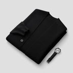 Button Up Knit Cardigan with Striped Sleeve Detail for Men