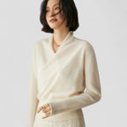 Cashmere Wrap Knit Sweater Top for Women