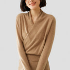Cashmere Wrap Knit Sweater Top for Women
