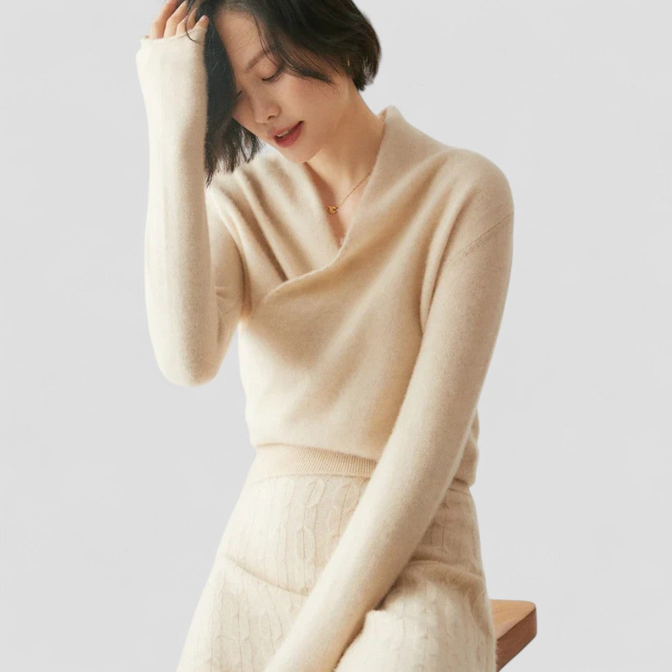 Cashmere Wrap Knit Sweater Top for Women