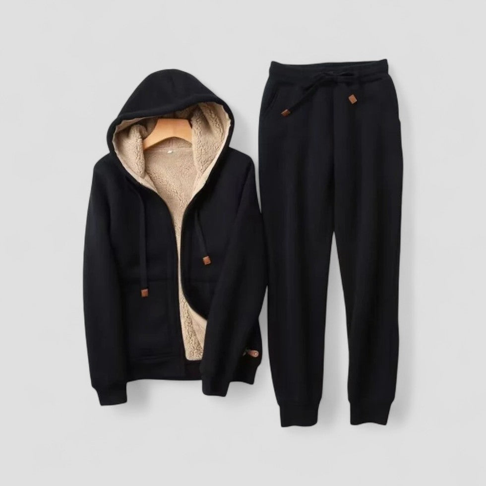 Unisex Fleece Lined Hooded Tracksuit Set
