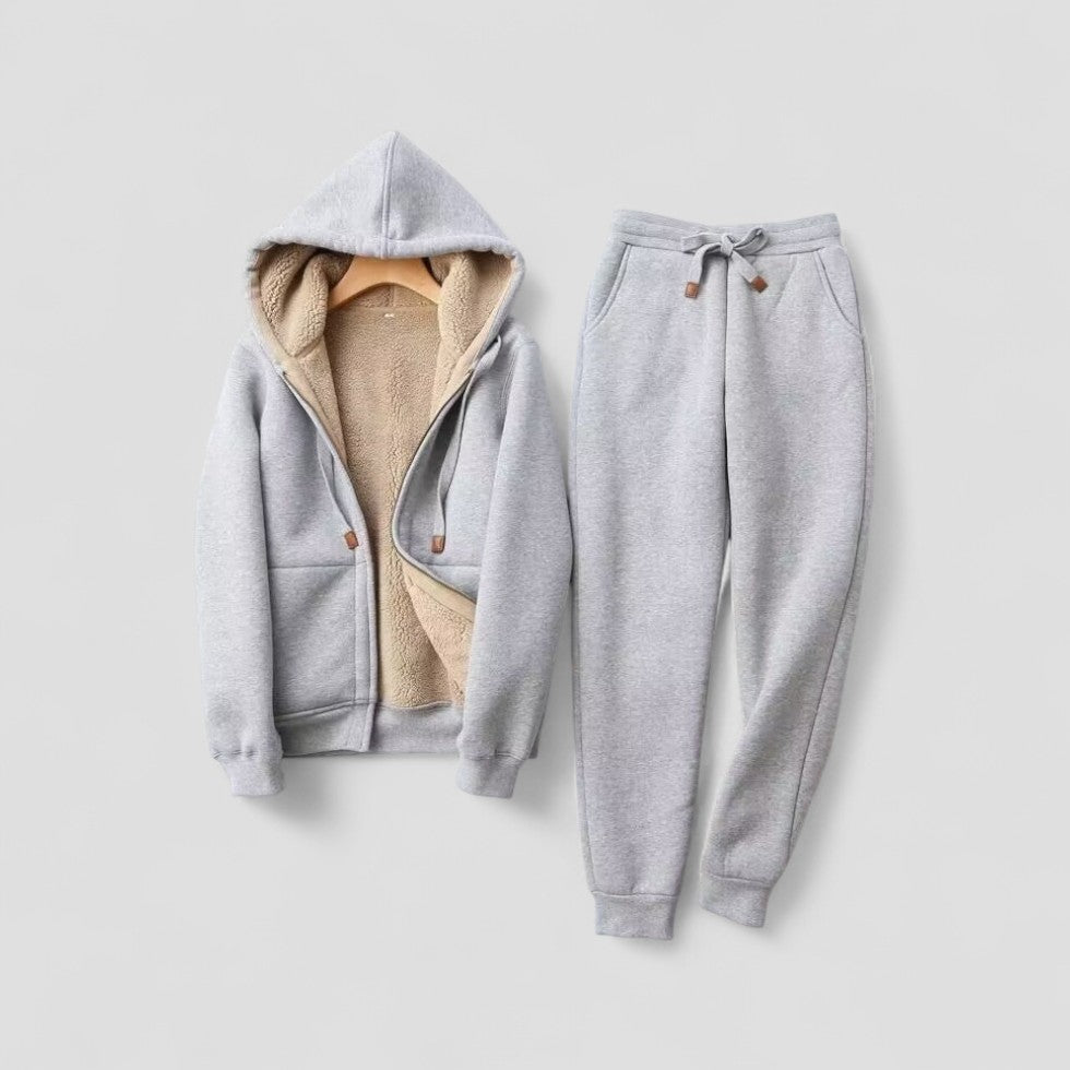 Unisex Fleece Lined Hooded Tracksuit Set