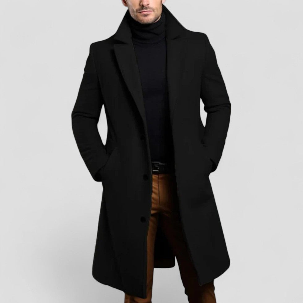 Long Tailored Wool Blend Coat