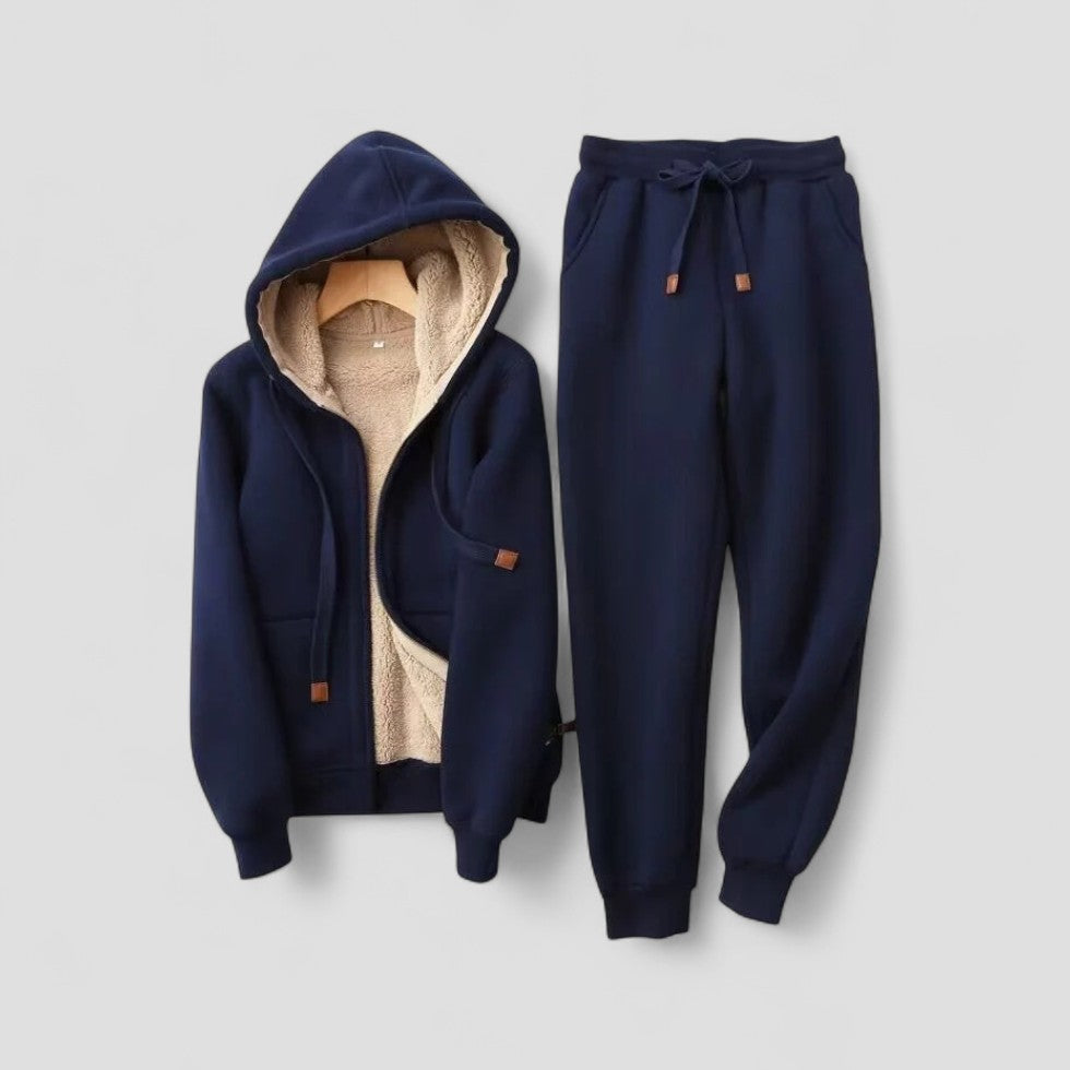 Unisex Fleece Lined Hooded Tracksuit Set