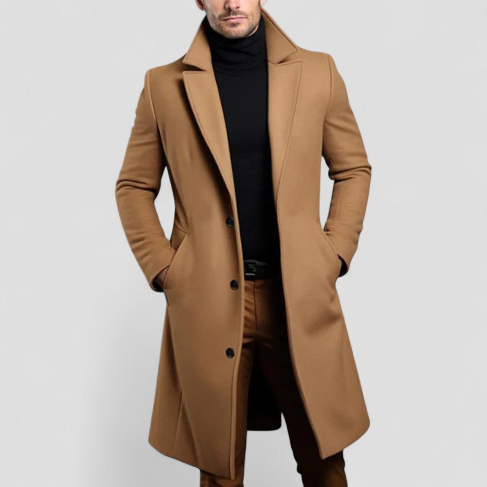 Long Tailored Wool Blend Coat