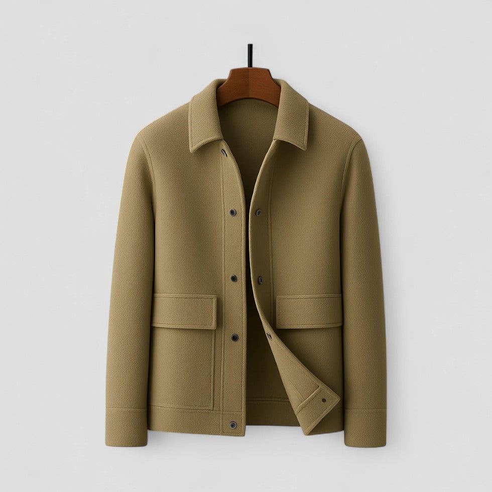 Cashmere Button Front Wool Blend Jacket for Men