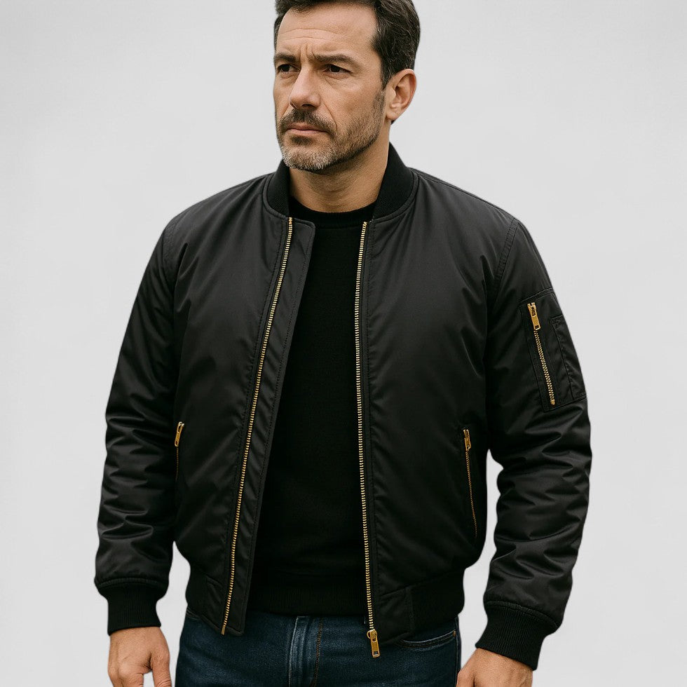 Classic Quilted Lined Bomber Jacket for Men