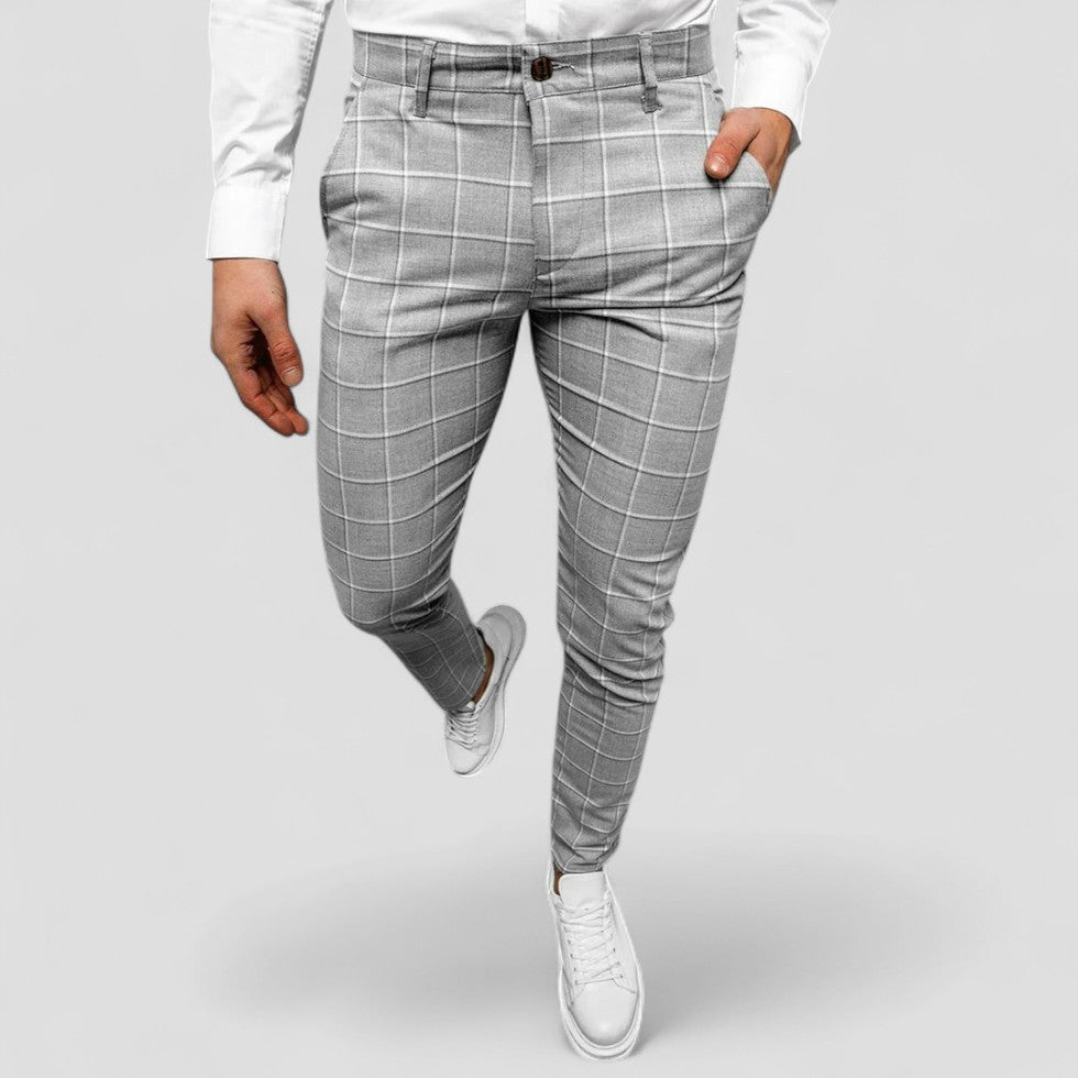 Checked Slim Fit Dress Pants
