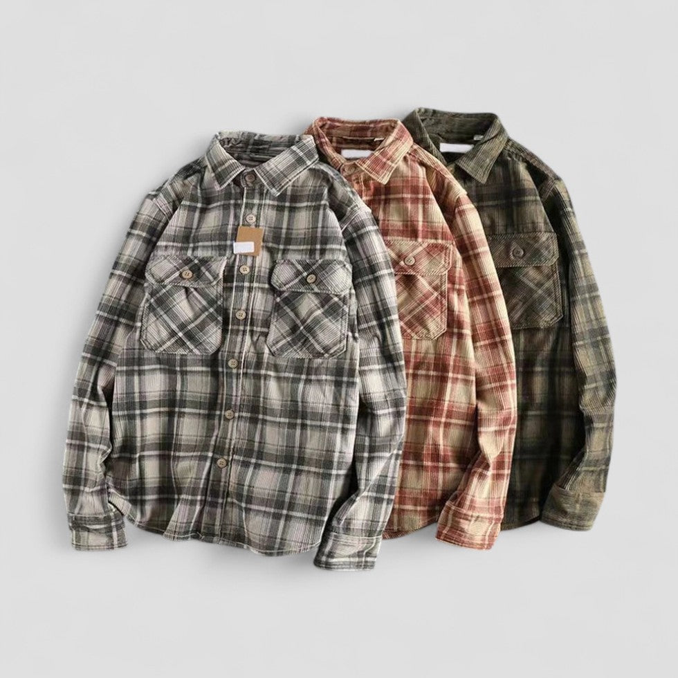 Plaid Corduroy Button Up Shirt
