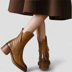 Zip Up Block Heel Ankle Boots