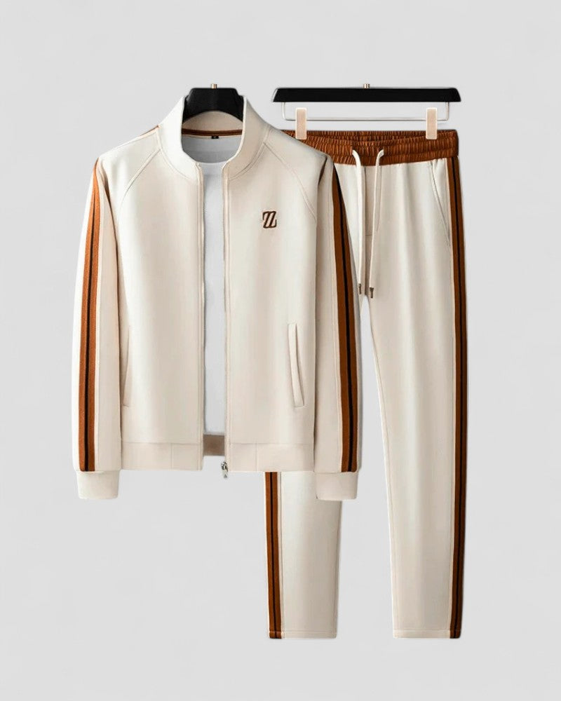 Mens Two Piece Athletic Tracksuit Set with Zip Jacket