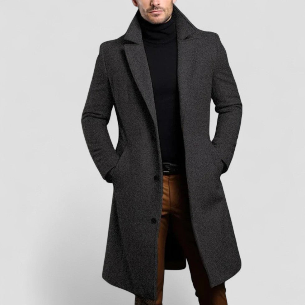 Long Tailored Wool Blend Coat