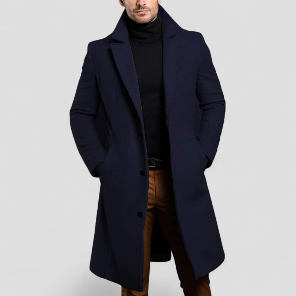 Long Tailored Wool Blend Coat