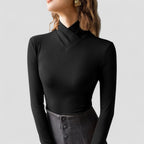 Ribbed Cashmere  Long Sleeve Turtleneck Top