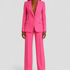 Tailored Single Button Blazer and Wide Leg Trousers Set