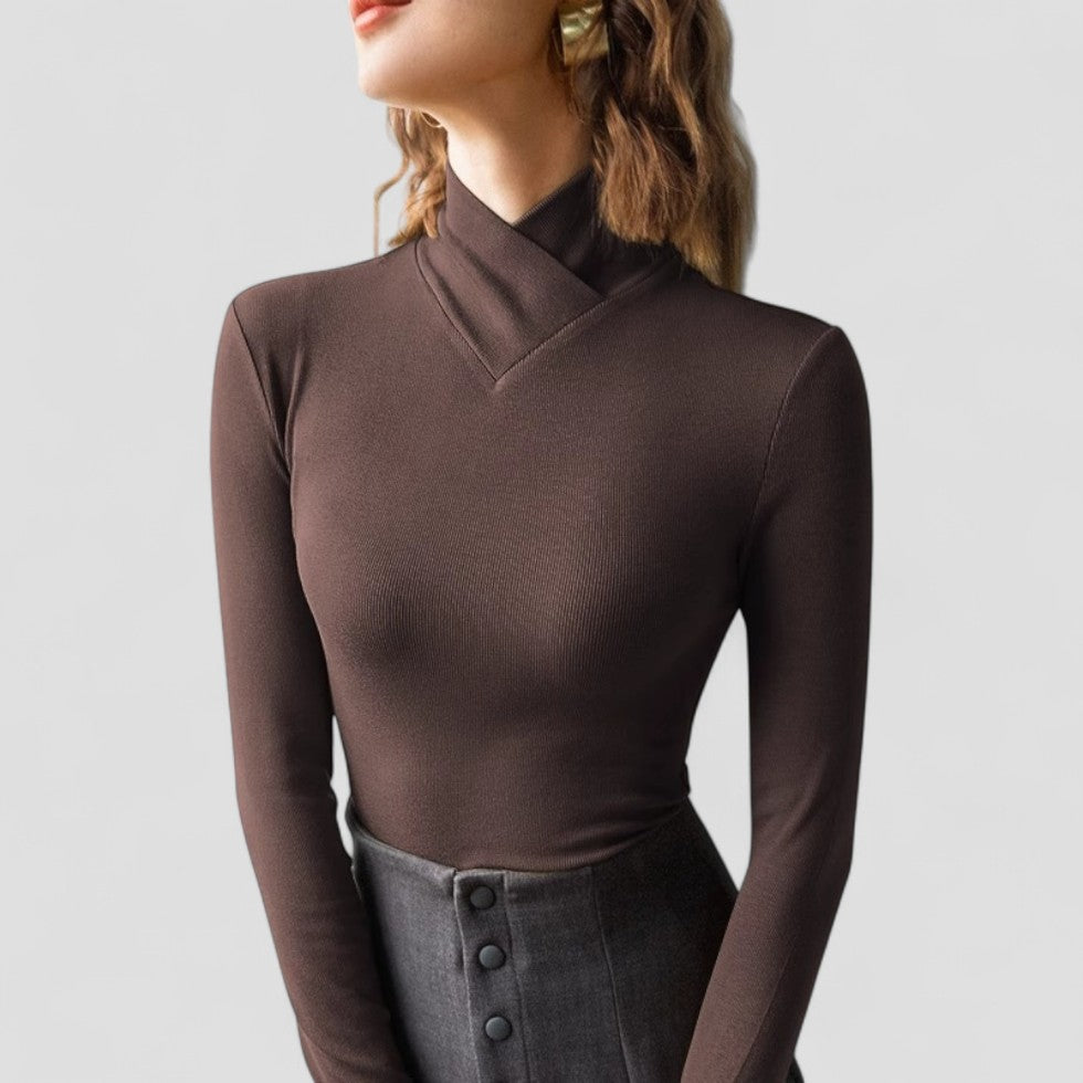 Ribbed Cashmere  Long Sleeve Turtleneck Top