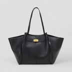 Large Tote Bag Made of Imitation Leather with Elegant Twist Clasp