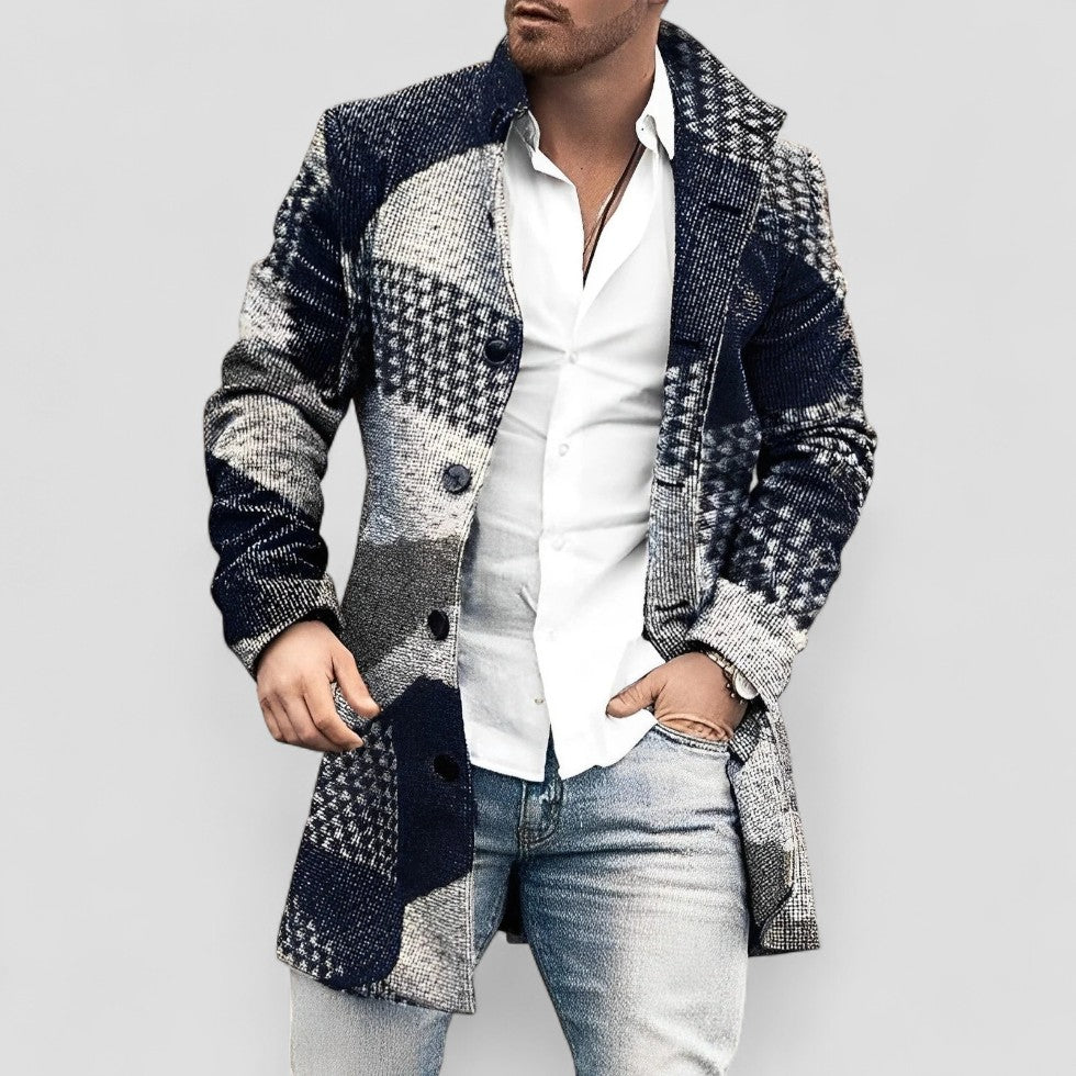 Checked Long Button Up Coat