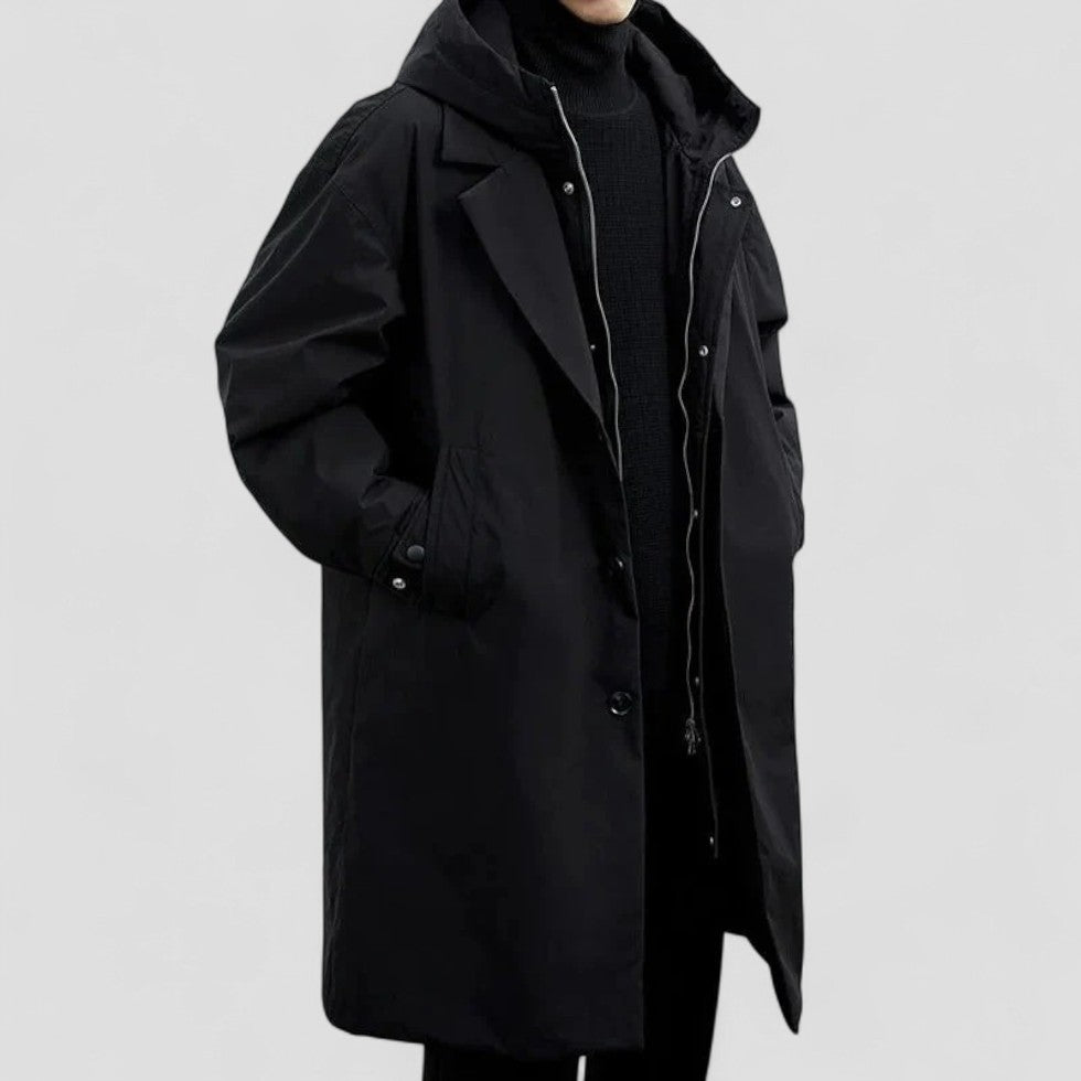 Waterproof Hooded Trench Coat for Men