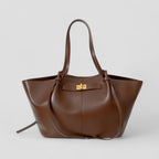 Large Tote Bag Made of Imitation Leather with Elegant Twist Clasp