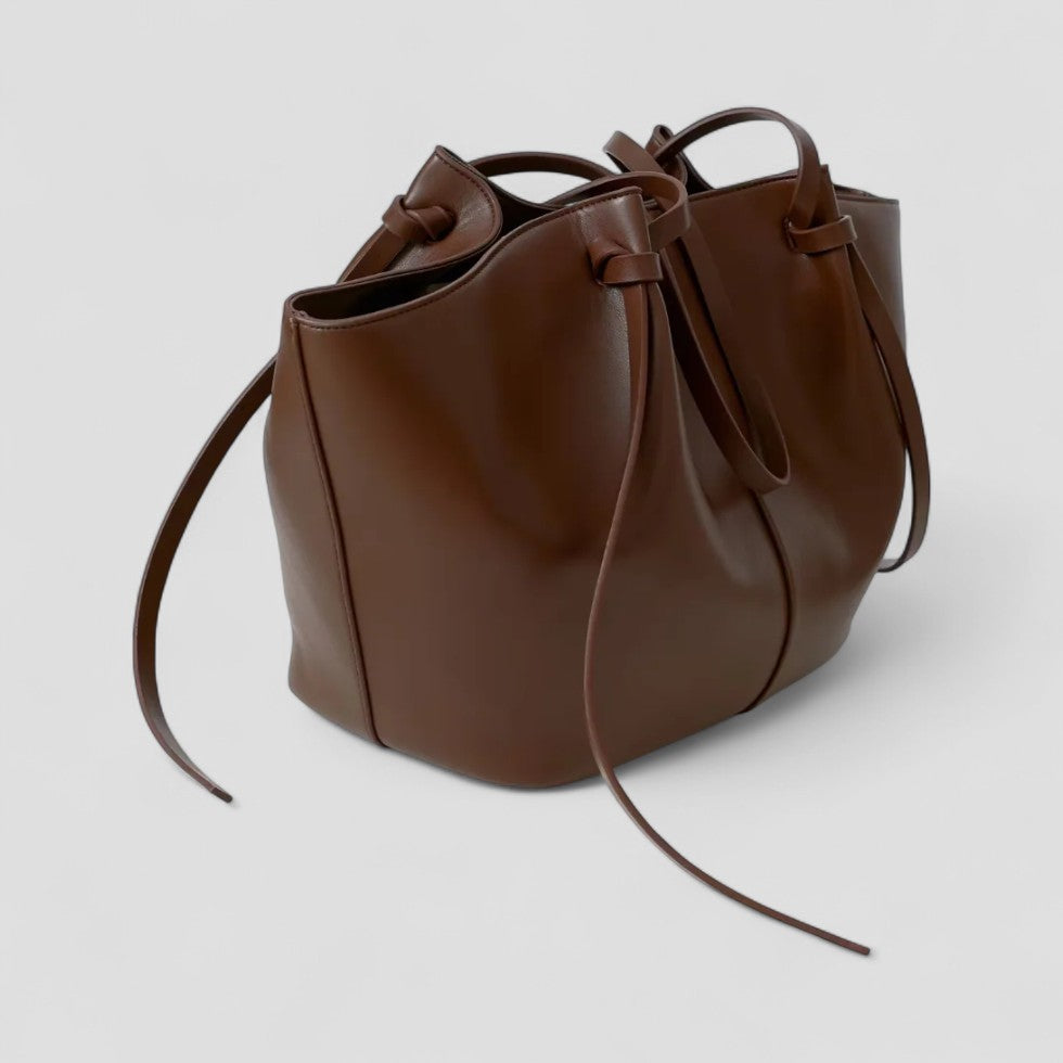 Large Tote Bag Made of Imitation Leather with Elegant Twist Clasp