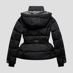 Women’s Belted Puffer Jacket with Detachable Hood