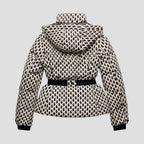 Padded Belted Diamond Pattern Winter Puffer Jacket