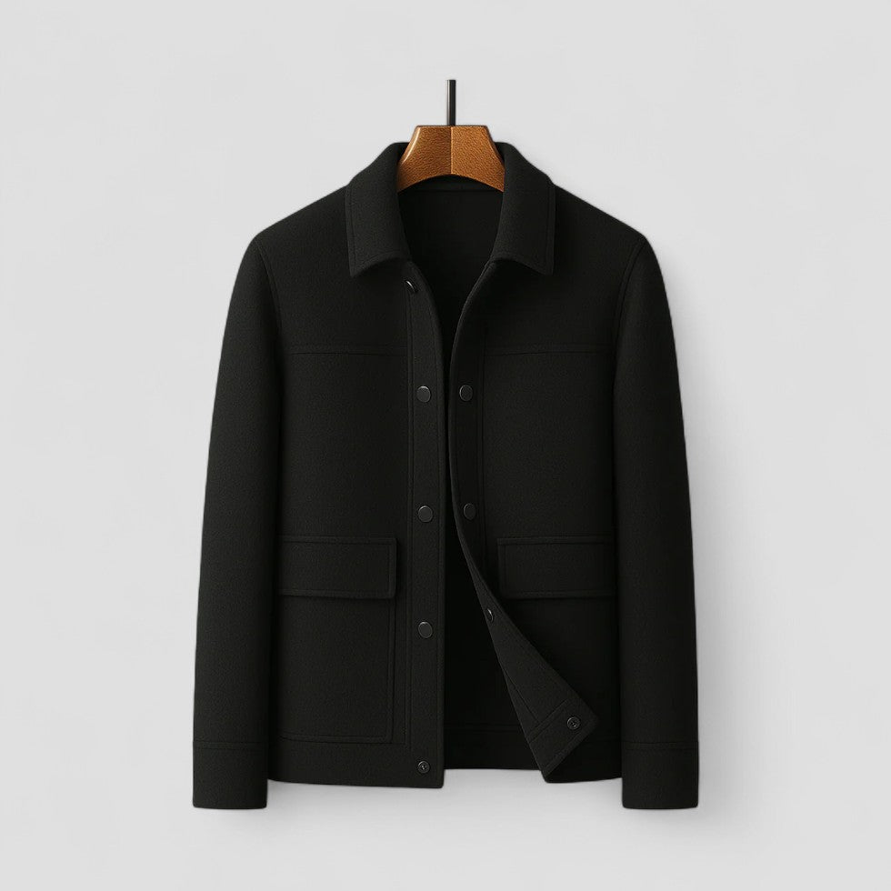 Cashmere Button Front Wool Blend Jacket for Men