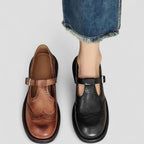 Buckle Strap Leather Loafers