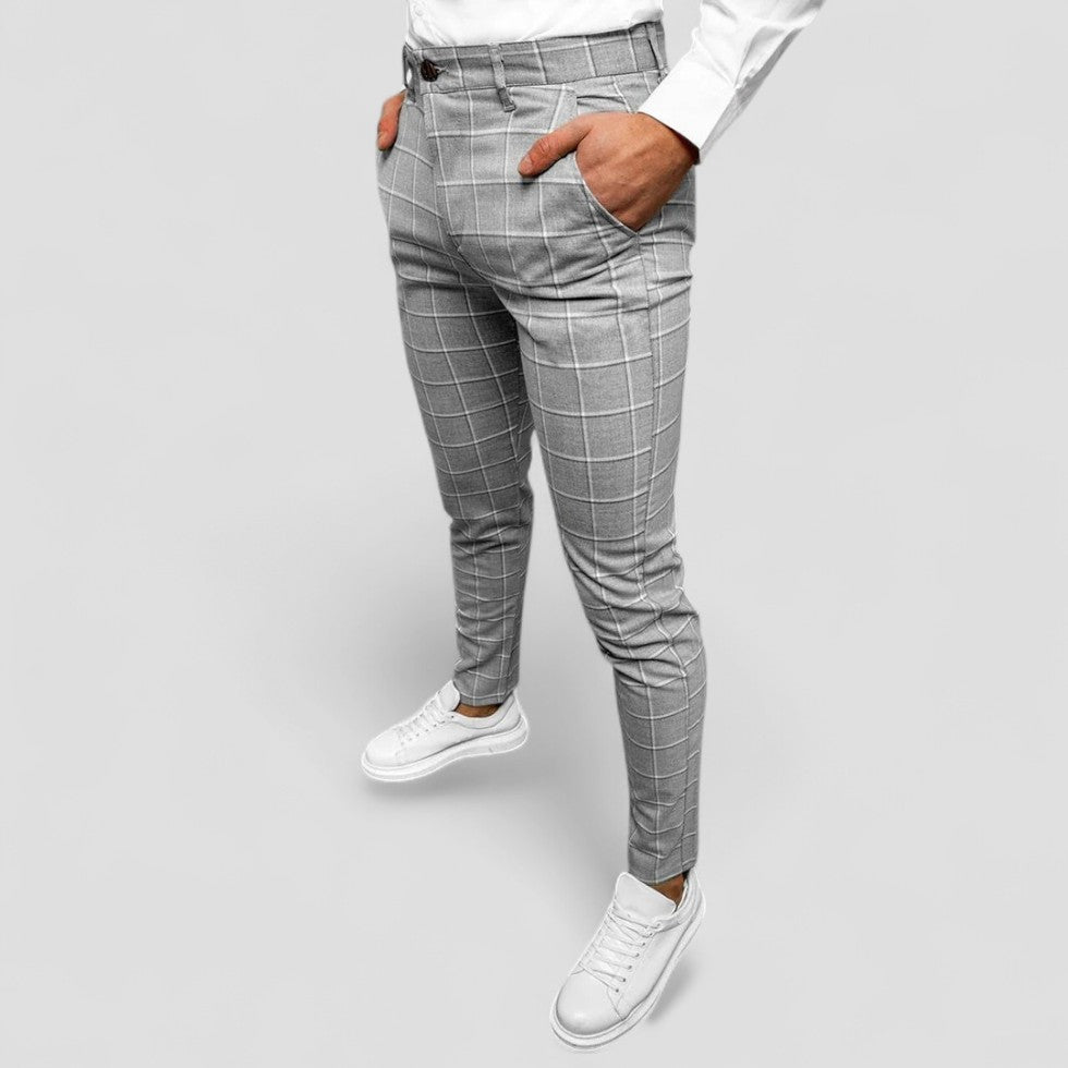 Checked Slim Fit Dress Pants