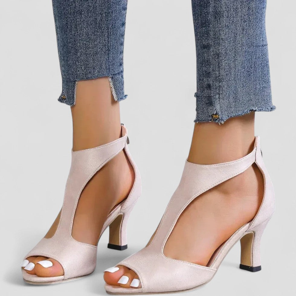 Open Toe Cutout Heeled Sandals