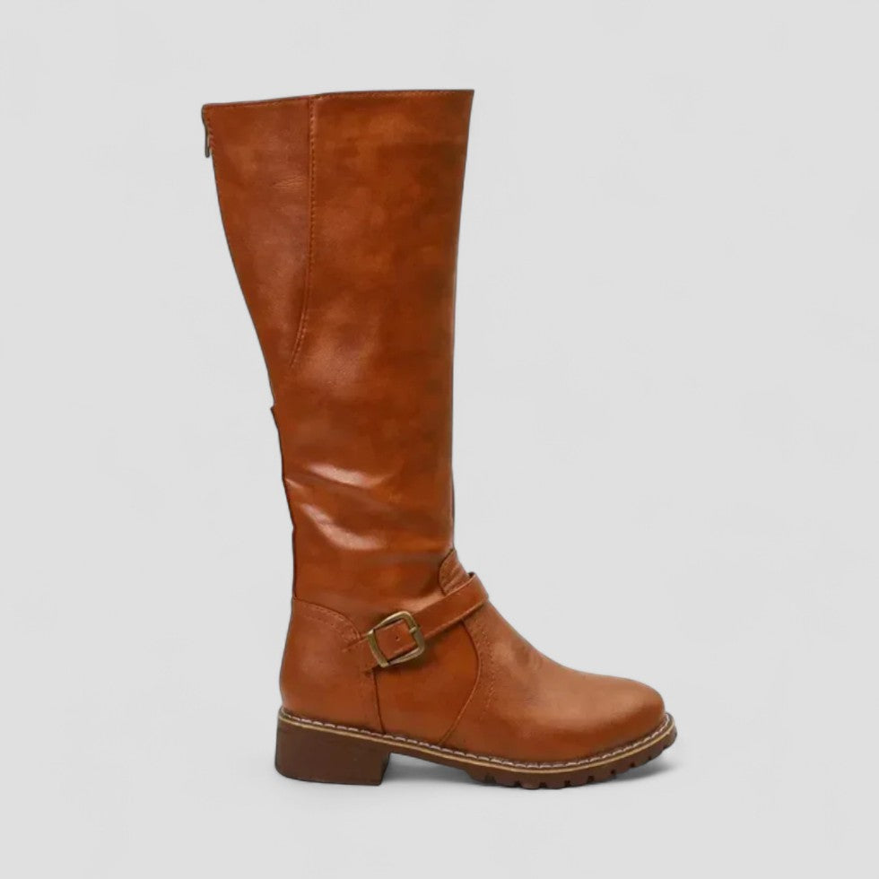 Tall Buckle Detail Riding Boots