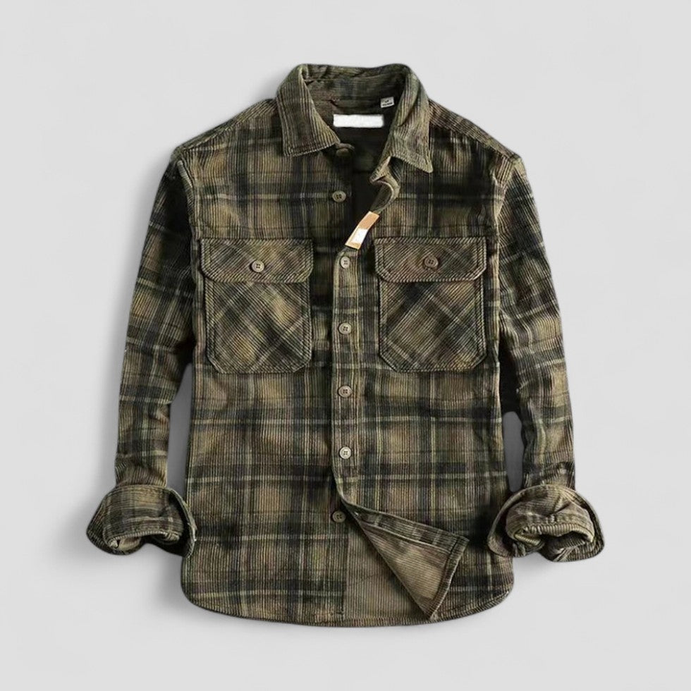 Plaid Corduroy Button Up Shirt