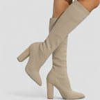 Stretch Knit High Heel Knee Boots