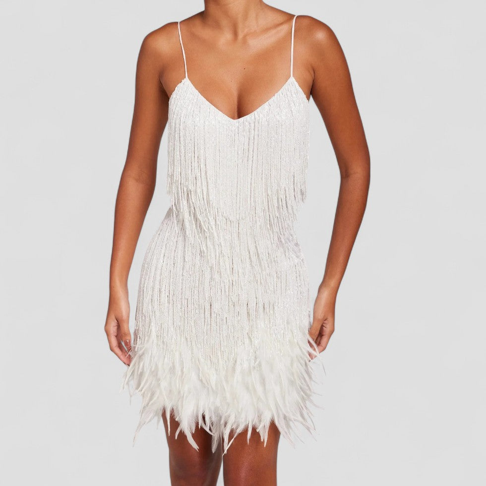 Fringe Feather Mini Cocktail Dress