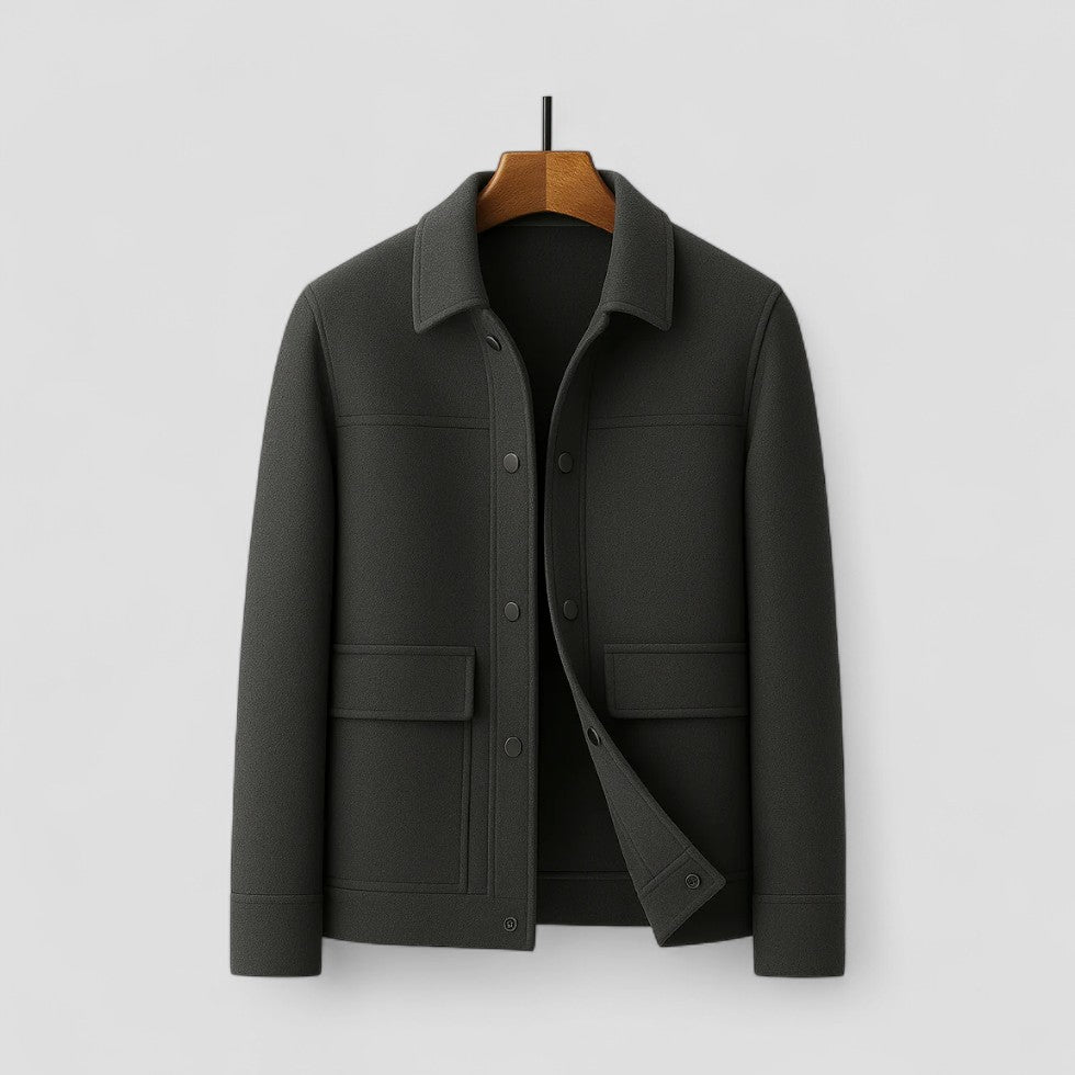 Cashmere Button Front Wool Blend Jacket for Men