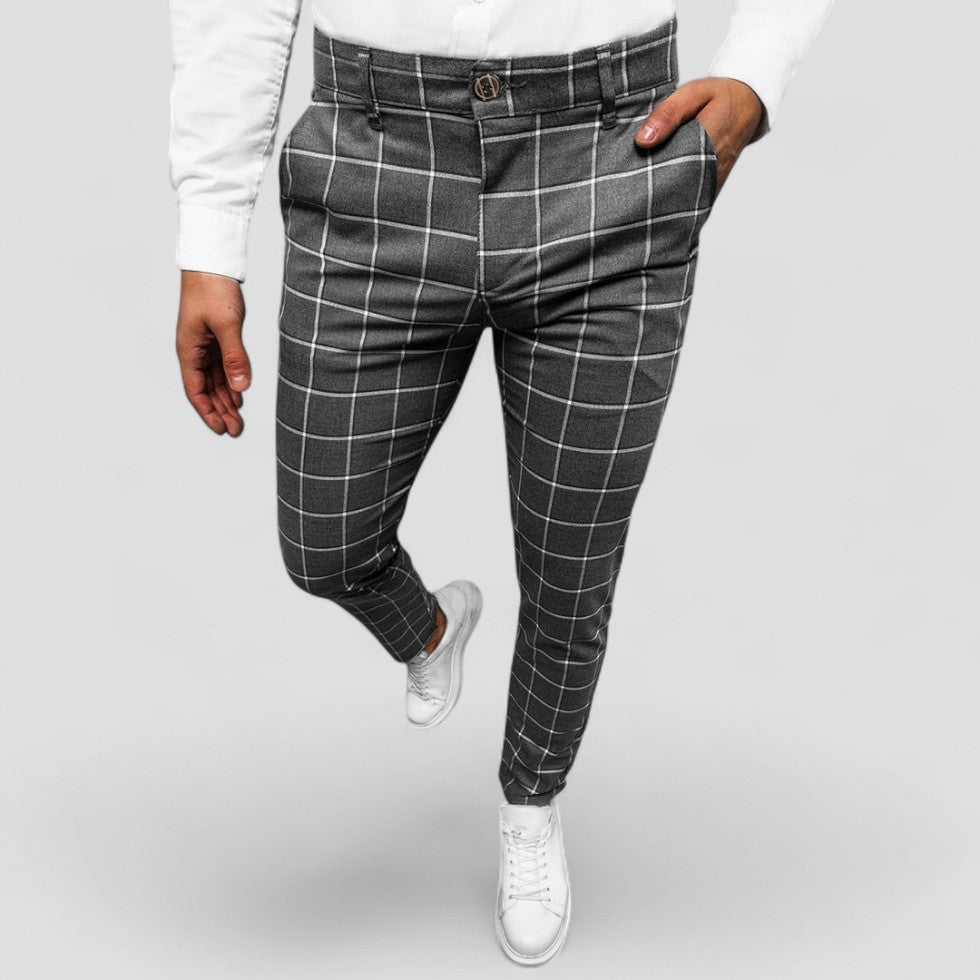 Checked Slim Fit Dress Pants