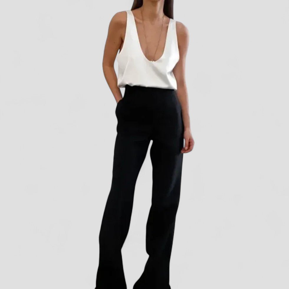 Satin Deep Scoop Neck Tank Top