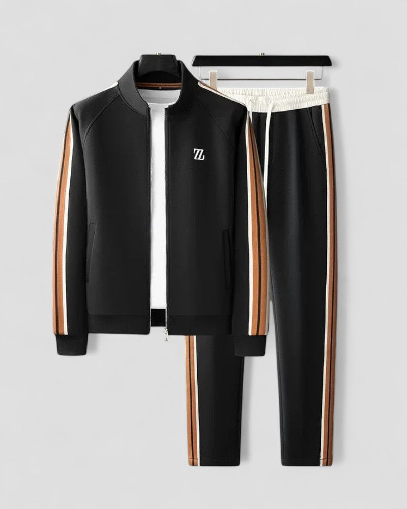 Mens Two Piece Athletic Tracksuit Set with Zip Jacket